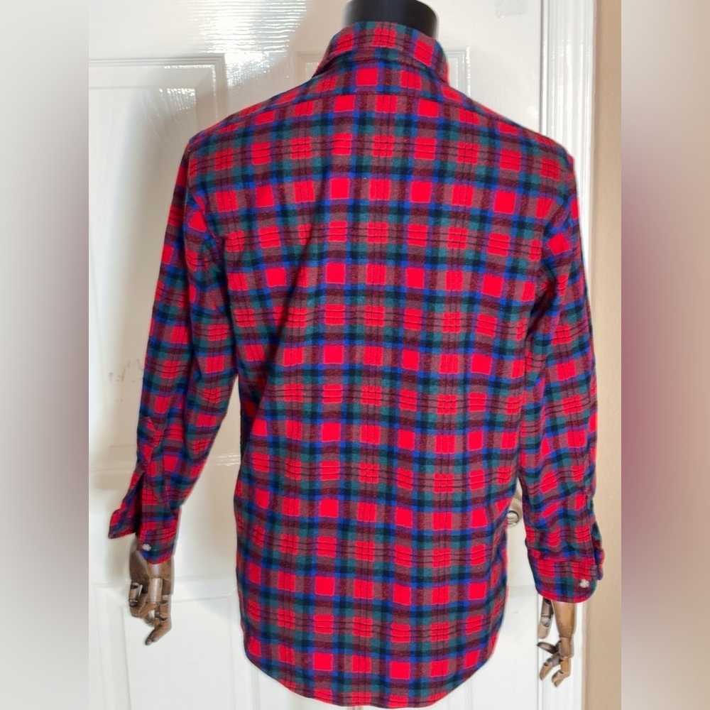 VTG Pendleton Flannel Shirt Mens Medium Red Tartan Plaid Wool Long Sleeve​​​ - Picture 4 of 12